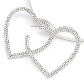 Heart-Shaped Hoop Rhinestone Earrings